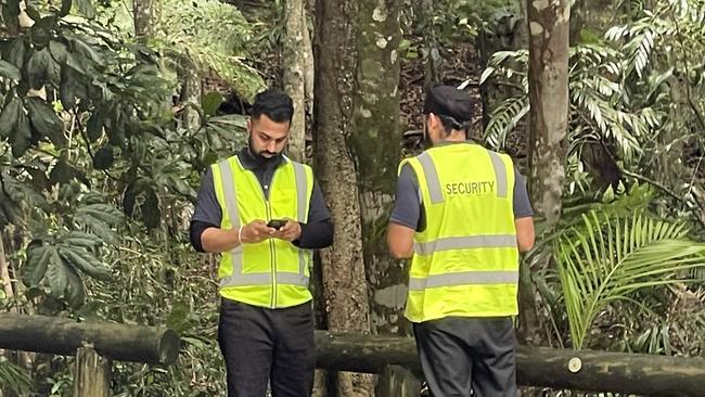 “Security” stationed at Mt Warning/Wollumbin in the Tweed Shire on Friday, January 26. Picture: Sam Stolz