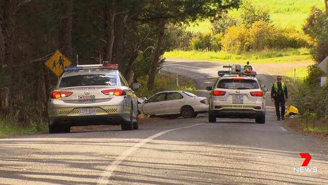 A man is fighting for life after crashing into a tree at Yundi near Mount Compass. Picture: 7 News