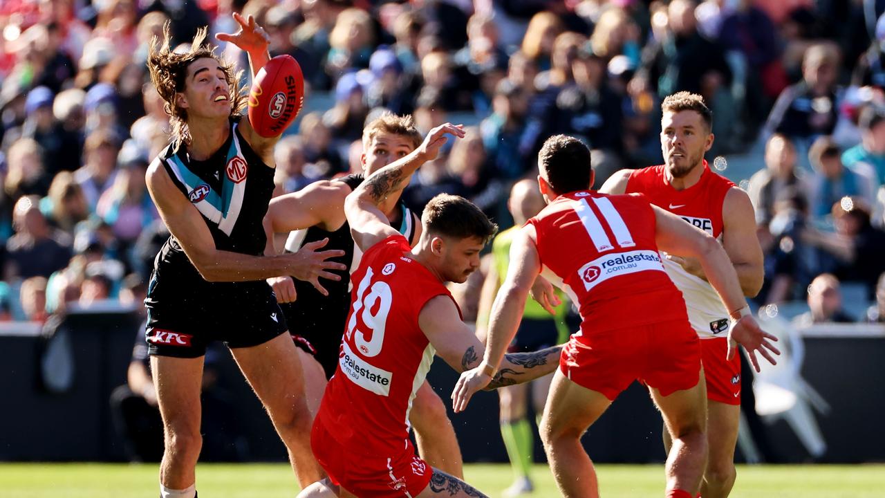 Brynn Teakle impressed before he broke his collarbone on debut. Picture: James Elsby/AFL Photos via Getty Images