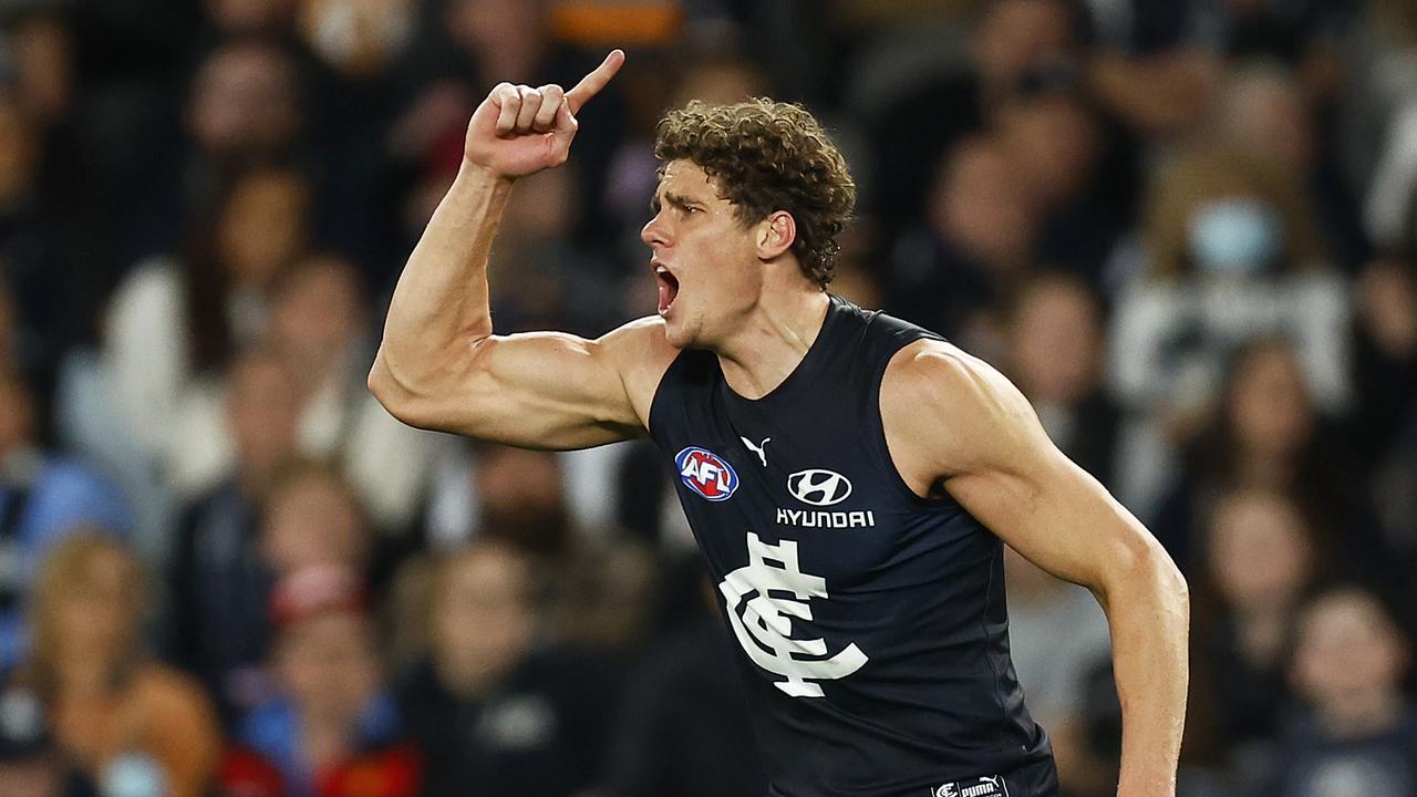 Can Charlie Curnow claim Carlton’s best-and-fairest? Picture: Daniel Pockett/Getty Images