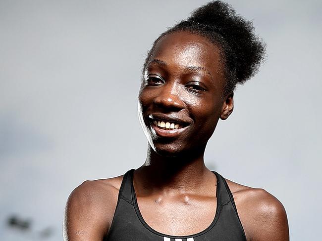 Australian 400m runner Bendere Oboya at the Rotary Club in Lane Cove. Oboya had an Olympic qualifier PB of 51.21 sec and was bound for Tokyo before the Games were called off. She is the fastest Australian in 15 years and is being called the next Cathy Freeman. Picture. Phil Hillyard