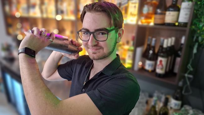 Flinders Social bartender Cooper Stocks talks about what it is like working behind the bar and serving alcohol during the holiday season. Picture: Chris Burns.