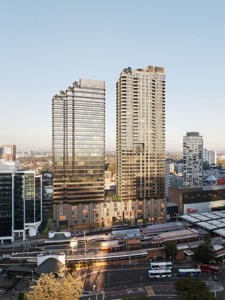 Towers standing 35 and 48 storeys tall will house a hotel and apartments.