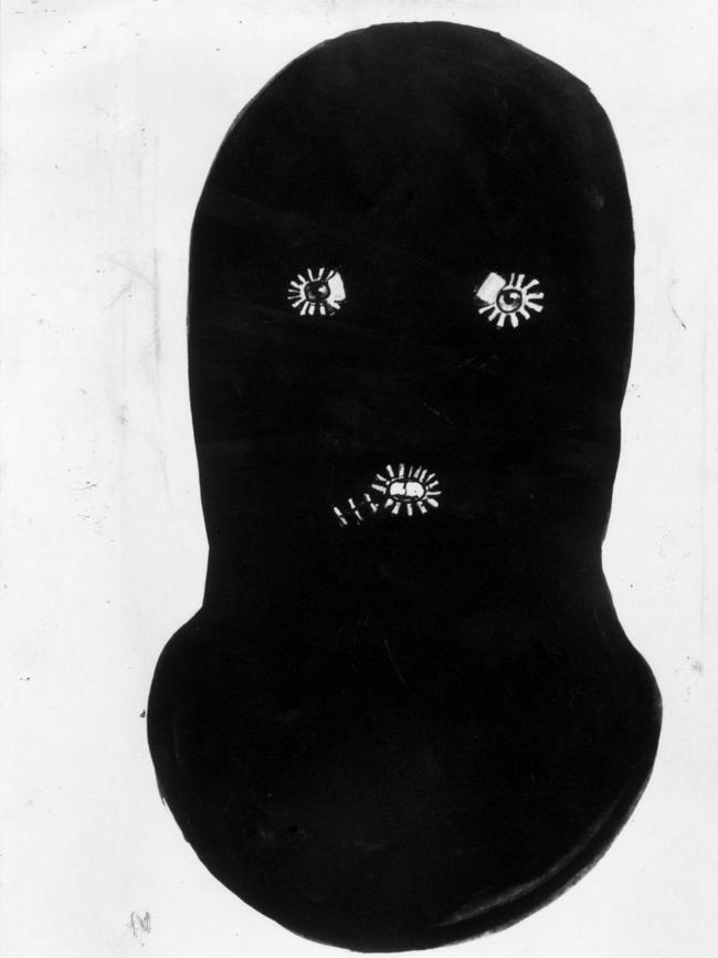 Mr Cruel’s trademark balaclava.