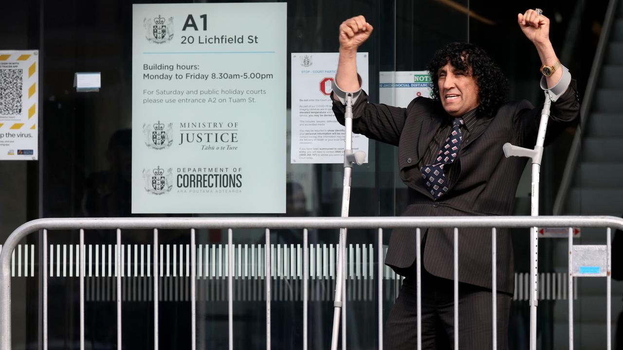 Al Noor mosque shooting survivor Taj Mohammed Kamran reacts as he leaves the High Court. Picture: Sanka Vidanagama/AFP