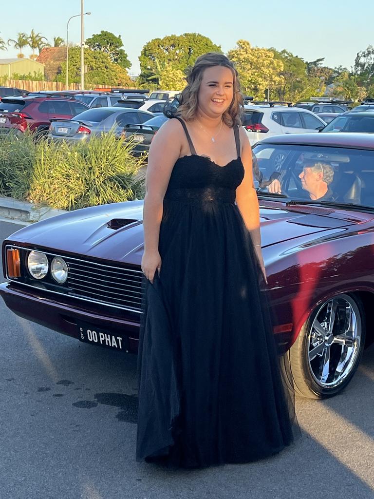 Krystal Hammond arrives at the Aldridge State High School formal.