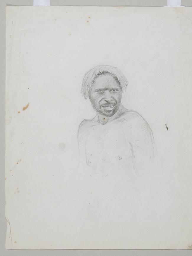 Tongerlongeter pencil sketch by Thomas Bock (1832), Queen Victoria Museum and Art Gallery.