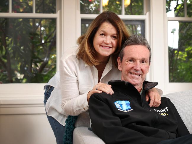 HOLD Sunday Paper. Neale Daniher and wife Jan Daniher relaxing at home.           Picture: David Caird