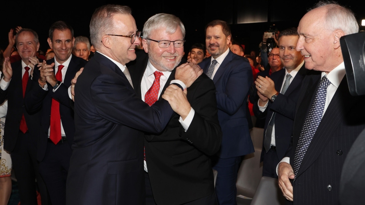 Albanese defends Kevin Rudd after he was caught swearing in Davos