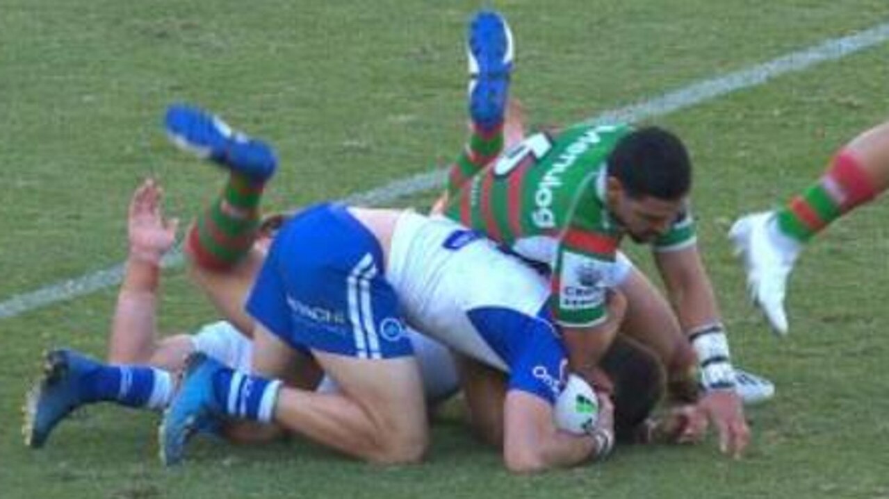 Cody Walker copped a one-game ban for dropping an elbow on the back of Nick Meaney's head. Picture: Fox League