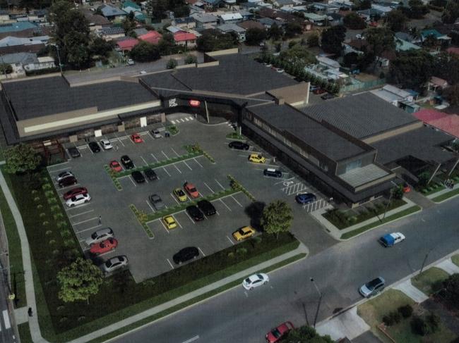 Aerial impression of the shopping complex.