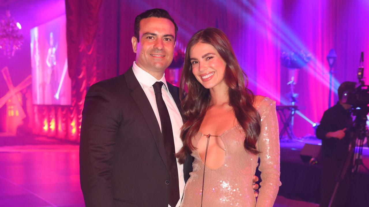 Lawrence Grasso and Cori Woods at the Ray White Surfers Paradise Muscular Dystrophy Charity Ball at The Star Gold Coast. Picture: Portia Large