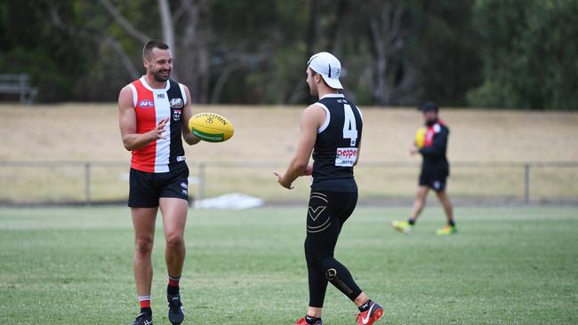 St Kilda Football Club captain Jarryn Geary ahead of a media conference.