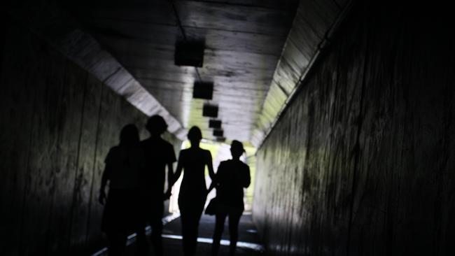 Teenagers in underpass tunnel.Photo Nicholas Falconer / Sunshine Coast Daily