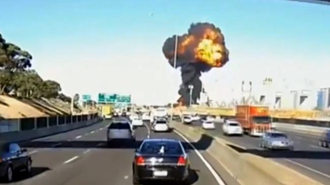 Smoke rises at Essendon Airport after the fatal crash last year of a light plane.