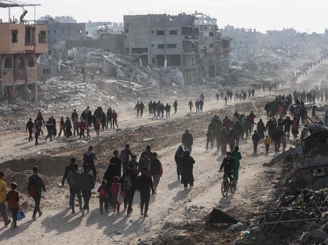 Displaced Palestinians in the Saftawi area of Jabalia. Picture: AFP