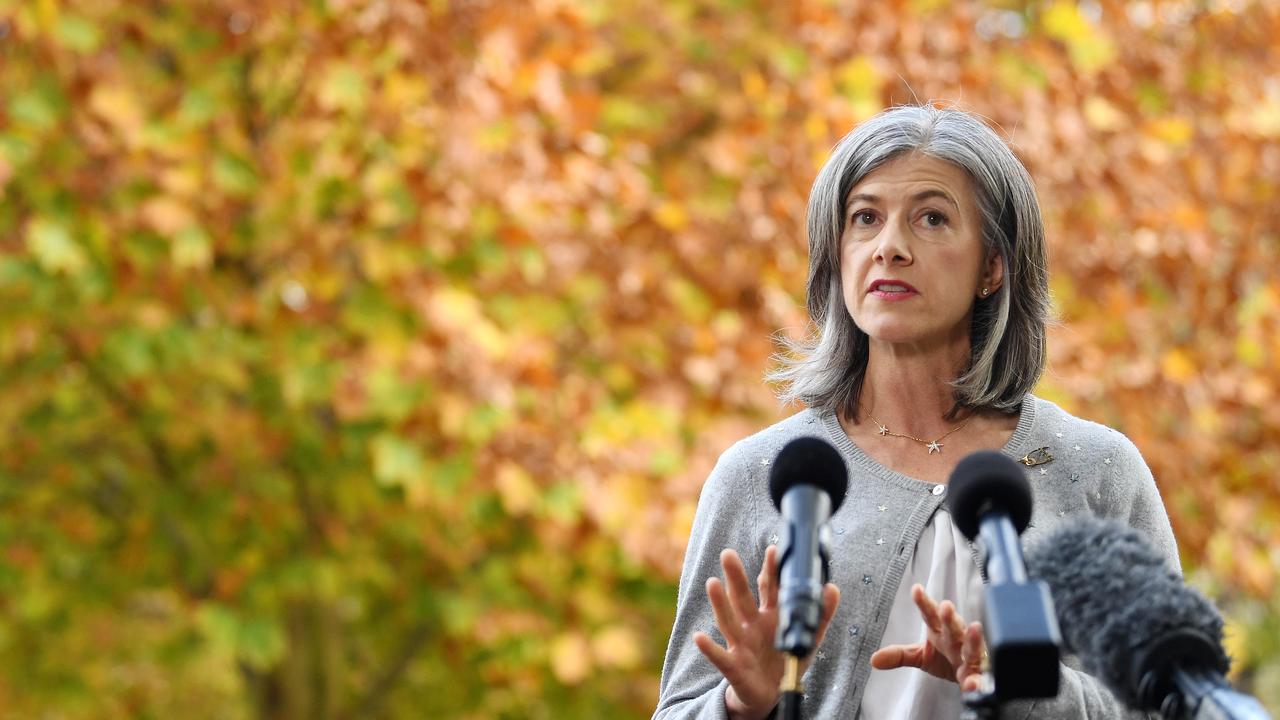 Chief Public Health Officer Professor Nicola Spurrier at press conference outside SA Health building. Picture: Tom Huntley