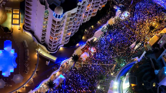 The strip with a packed crowd during the annual Blues on Broadbeach.