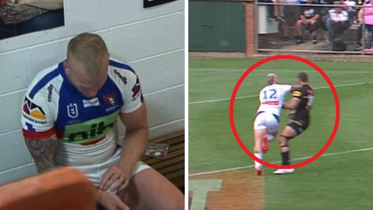 Mitchell Barnett was sent off for his elbow on Penrith’s Chris Smith.