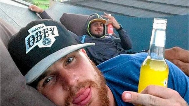 The infamous Vodka Cruiser rooftop picture which ended Josh Dugan and Blake Ferguson’s days of playing together at the Canberra Raiders.