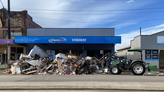 A pharmacy in South Lismore that was severely damaged in floods in early 2022.