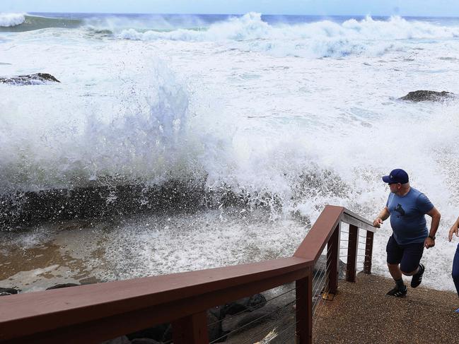 Cyclone Alfred whips up big surf and high tides at Snapper Rocks. Pics Adam Head