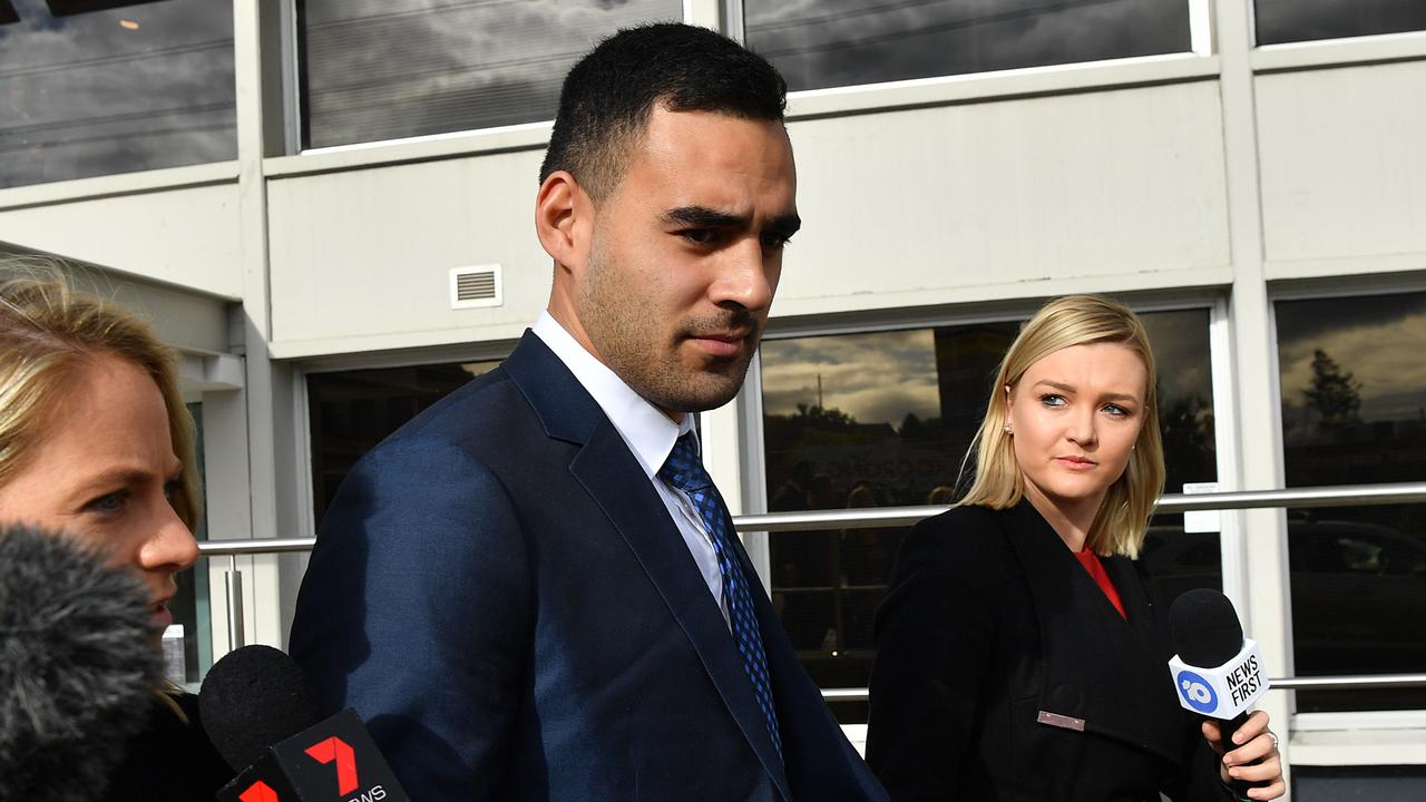 Penrith Panthers NRL player Tyrone May leaves Penrith Courthouse in Sydney earlier in June.