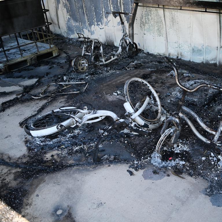 A property destroyed by a bushfire near Tara, Queensland, about 300 kilometres west of Brisbane. Fire fighters have been battling multiple bushfire in Queensland and NSW. Picture: NCA NewsWire / Dan Peled