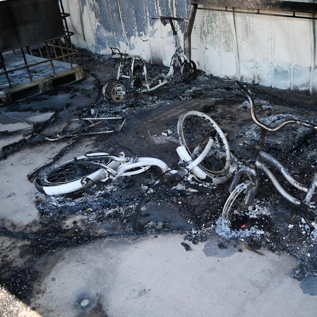 A property destroyed by a bushfire near Tara, Queensland, about 300 kilometres west of Brisbane. Fire fighters have been battling multiple bushfire in Queensland and NSW. Picture: NCA NewsWire / Dan Peled