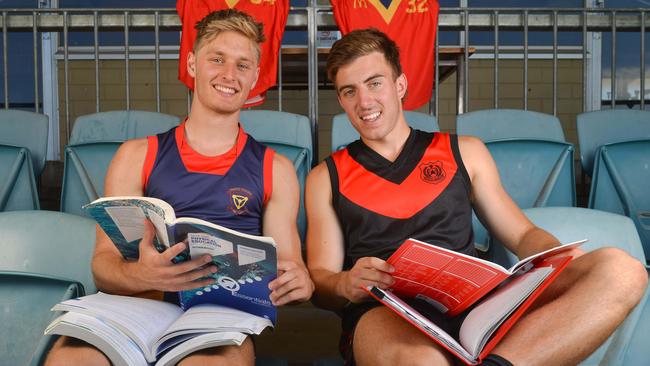 SA draftees Jackson Hately and Luke Valente are expected to post some handy SuperCoach numbers in their first AFL season. Picture: AAP Image/ Brenton Edwards)