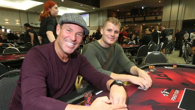 Shane Warne and his son Jackson Warne always had ‘the garage door open playing poker’.