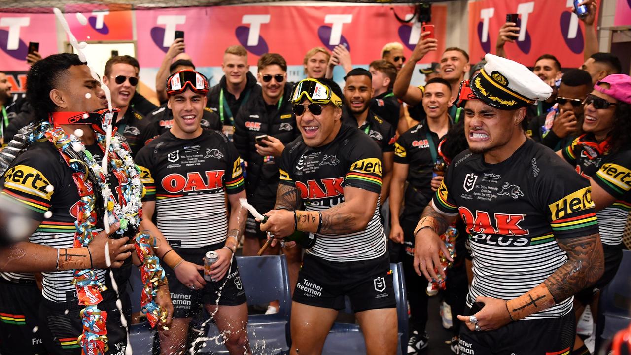 Penrith players celebrate. Picture: NRL Photos/Gregg Porteous