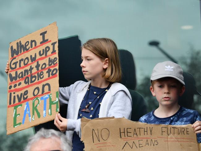 Children took part in the rally today. Picture: AAP / David Mariuz