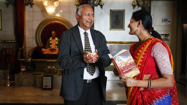 Mr Jain with senior devotee Jaya Radhika Devi Dasi. Picture: Jane Dempster