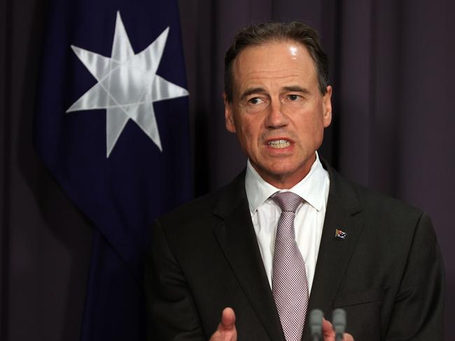 Greg Hunt says the federal government is interested in producing mRNA vaccines, like the Pfizer jab, in Australia. Picture: NCA NewsWire/Gary Ramage