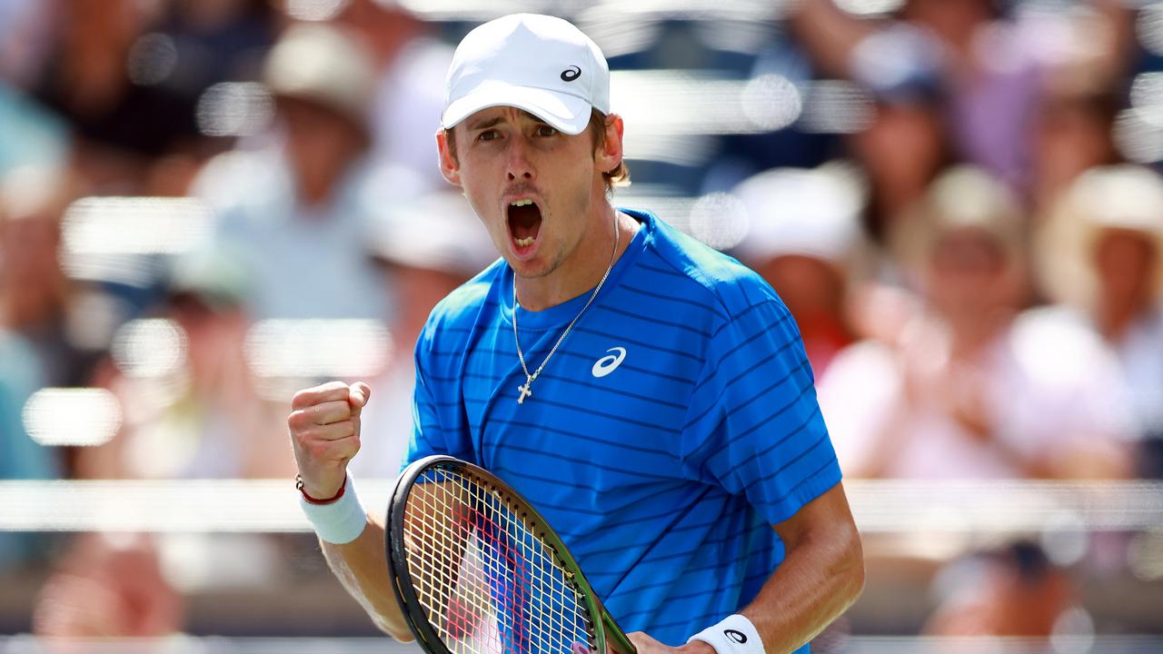 Alex de Minaur of Australia celebrates during his clash with Daniil Medvedev in Toronto, Canada. (Photo by Vaughn Ridley/Getty Images)