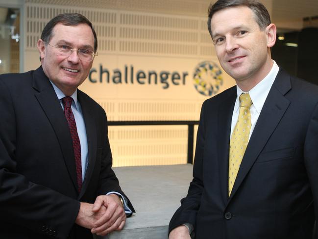 Challenger chair Peter Polson, left, with then CEO Dominic Stevens in 2008.