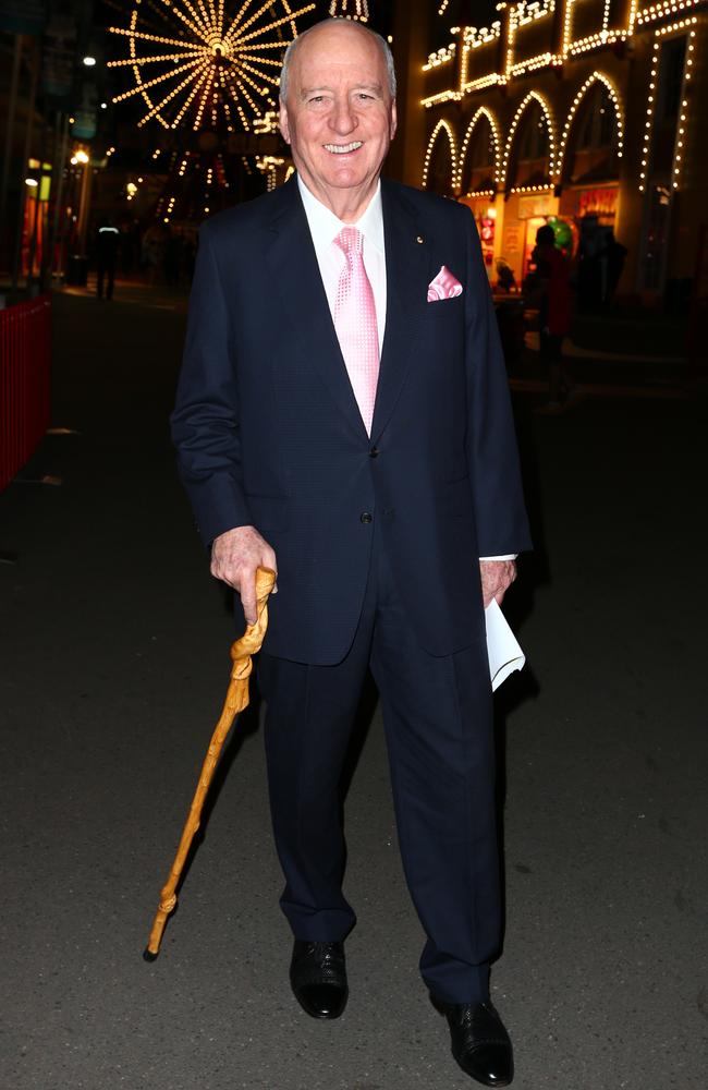 Alan Jones uses a walking stick due to his ongoing back pain. He has lost 10 kilos on the advice from doctors. Picture: Richard Dobson