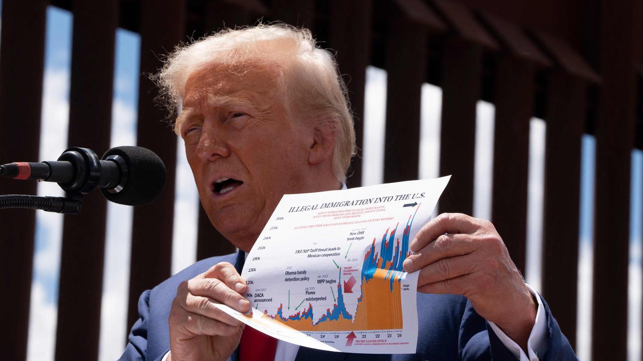 Donald Trump speaks at the U.S.-Mexico border on August 22, 2024. (Photo by Rebecca Noble / GETTY IMAGES NORTH AMERICA / Getty Images via AFP)