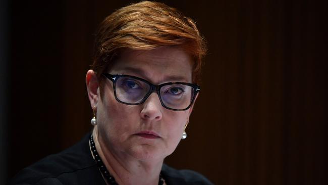 Minister for Foreign Affairs Marise Payne appears before a Senate Estimates hearing at Parliament House in Canberra. Picture: AAP