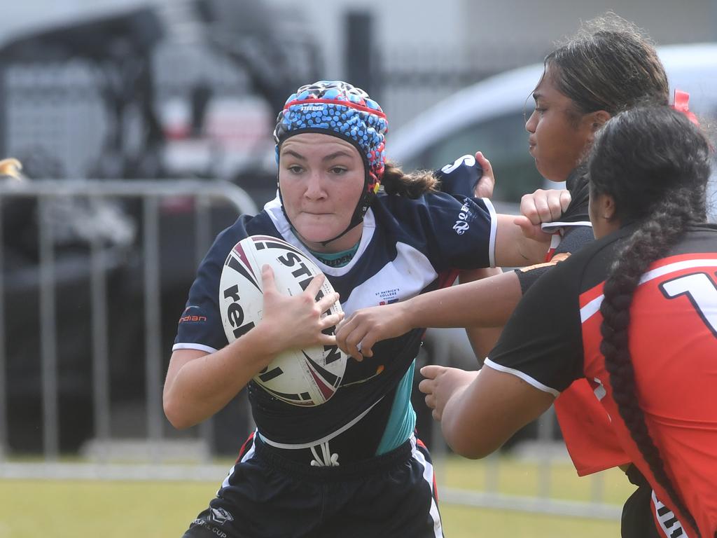 Kirwan State High School hosts St Patrick's College, Mackay, in round 1 of the 2025 Aaron Payne Cup. Senior Girls. Picture: Evan Morgan