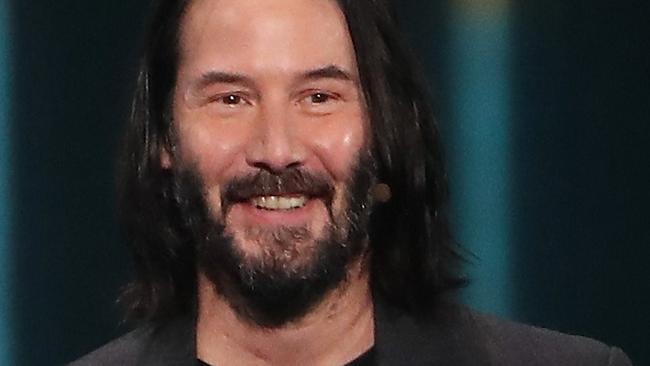 LOS ANGELES, CALIFORNIA - JUNE 09: Actor Keanu Reeves speaks about "Cyberpunk 2077" from developer CD Projekt Red during the Xbox E3 2019 Briefing at The Microsoft Theater on June 09, 2019 in Los Angeles, California.   Christian Petersen/Getty Images/AFP == FOR NEWSPAPERS, INTERNET, TELCOS & TELEVISION USE ONLY ==