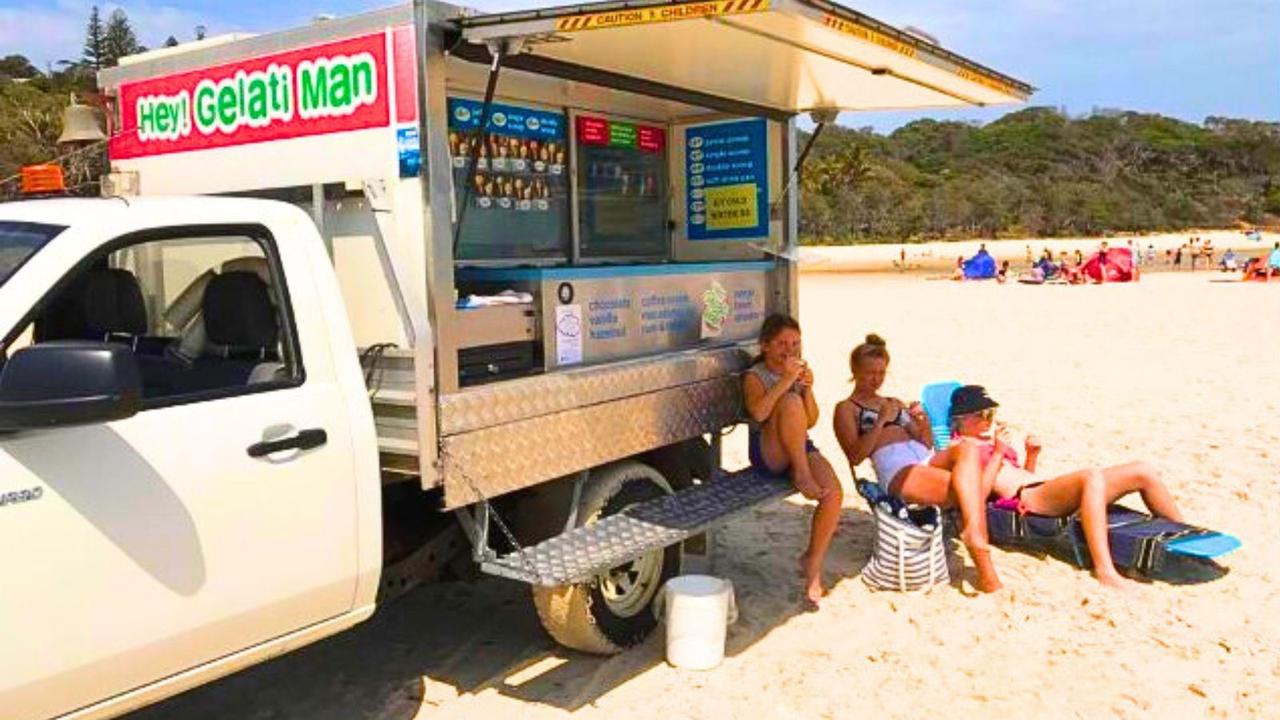 Straddie beachgoers will still be able to buy ice-cream from the truck, which will now be parked in the Cylinder Beach car park. Picture: Hey Gelati Man