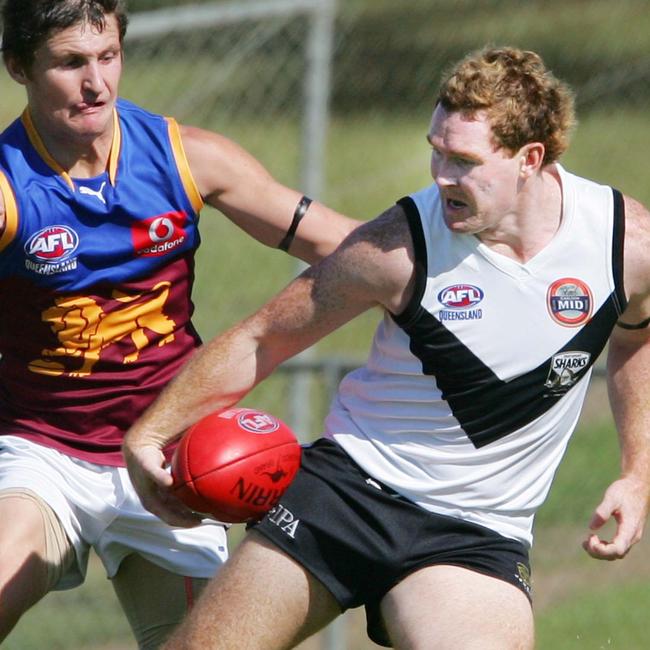 QAFL Southport Sharks versus Brisbane Lions at Musgrave Hill. Sharks #11 Luke Jarjoura.