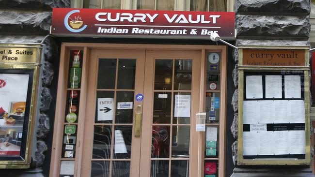 MELBOURNE CBD Ã Curry Vault Indian Restaurant and Bar at 18-20 Bank Place, between 6:30pm and 9:30pm on Friday, 7 May.                     Picture: David Caird