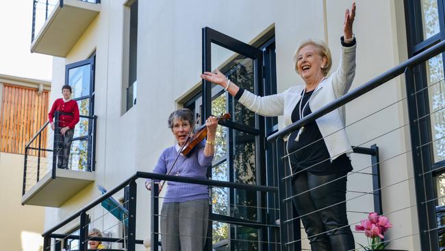 The drop in infection is testament to our commitment to staying inside, like these South Australian choristers. Picture: Brenton Edwards