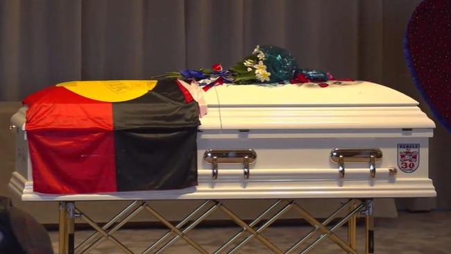 Life member of the Rebels Motorcycle Club outlaw bikie gang and the son of a late national Aboriginal icon, Justin Mark Peisley. Picture: Screengrabs from Peter Elberg Funerals