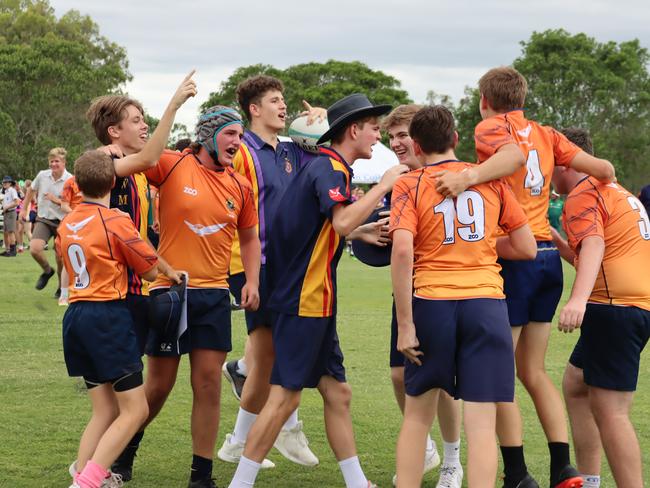 West Moreton players celebrate last season.