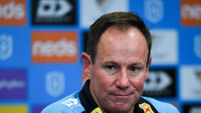 2021 NRL Round 08 – Brisbane Broncos v Gold Coast Titans, Suncorp Stadium, 2021-04-30. Gold Coast Titans Coach Justin Holbrook Digital image by Nathan Hopkins NRL Photos