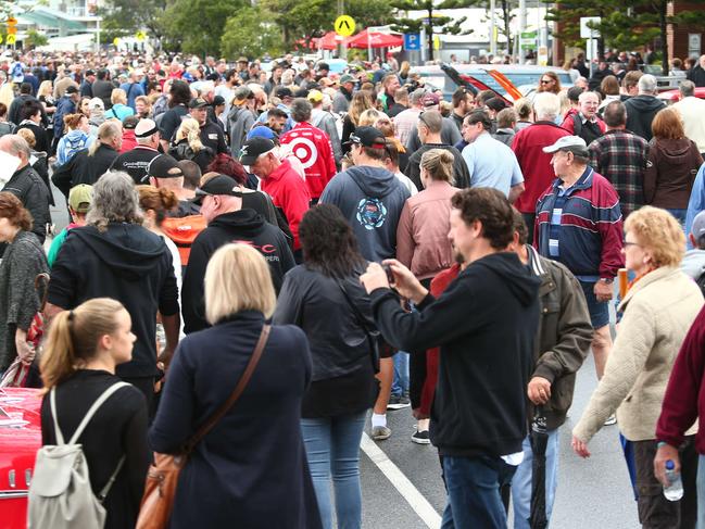 Marine Pde and Griffith St will become pedestrian malls during Cooly Rocks on, with classic car displays and live music by rock ’n’ roll, rockabilly and swing artists. Picture: Mike Batterham